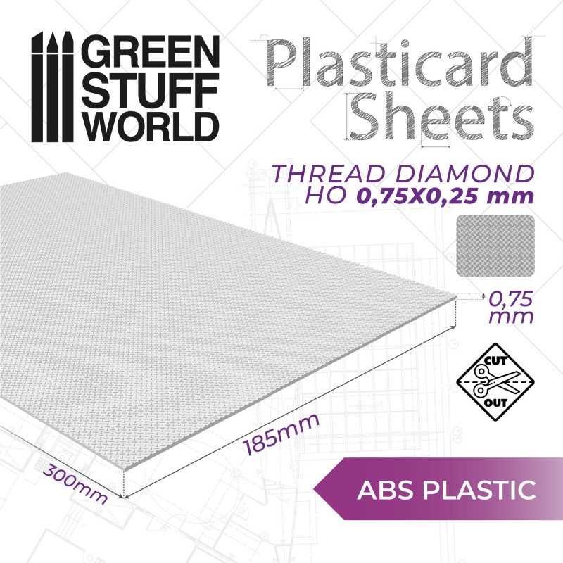GSW Plasticard - Threaded Diamond Sheet HO 0.75mm
