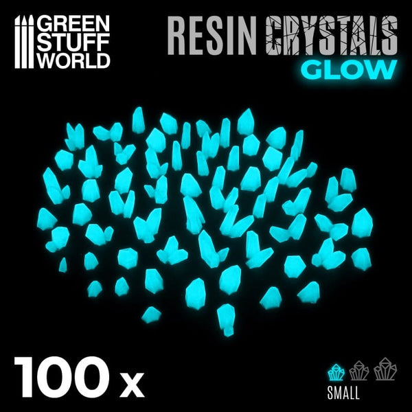 GSW Resin Crystals GLOW IN THE DARK - Small AQUA TURQUOISE x100