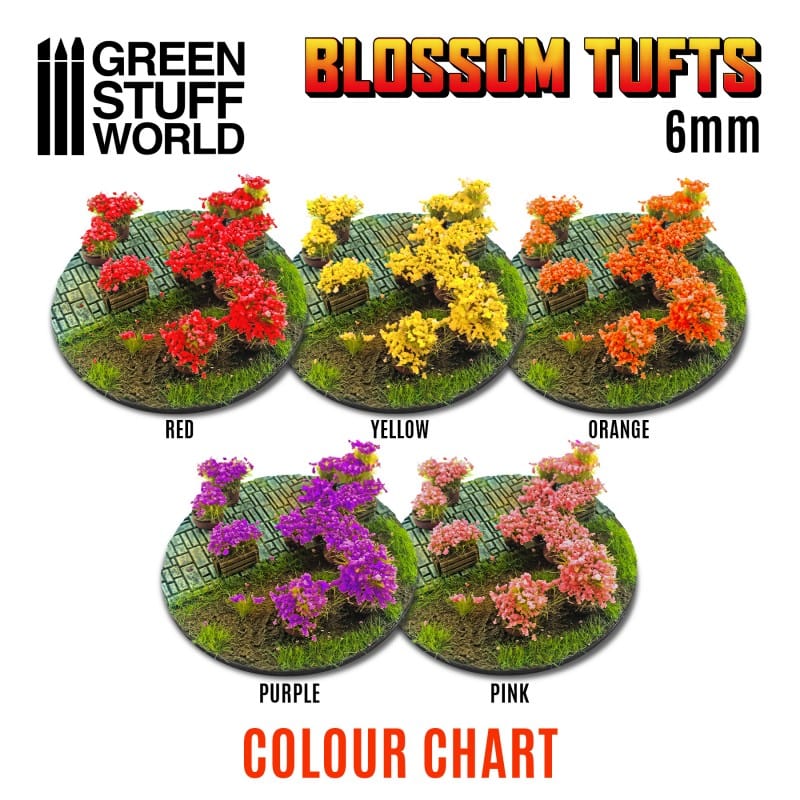 GSW Blossom Tufts 6mm - Red Flowers x40