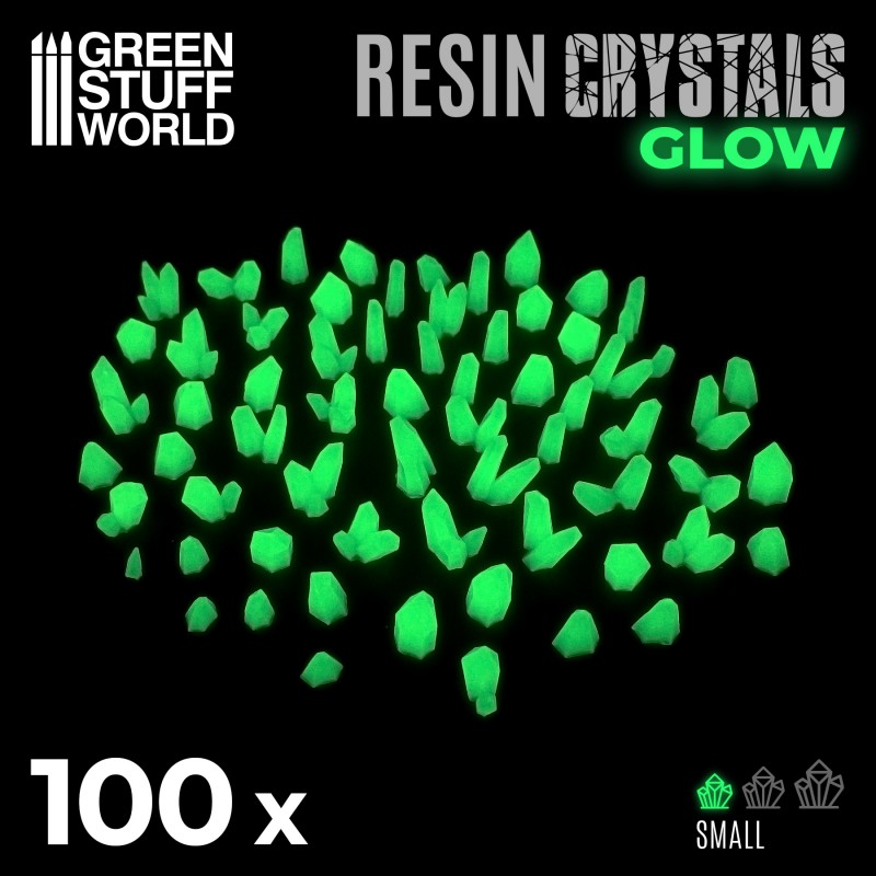 GSW Resin Crystals GLOW IN THE DARK - Small YELLOW GREEN x50