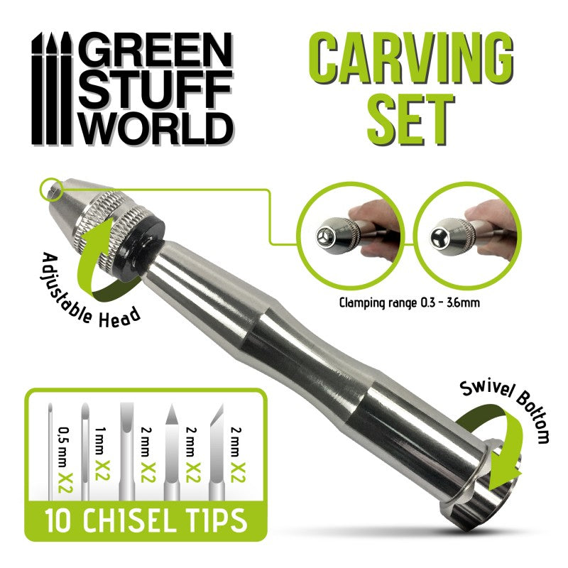 GSW Hobby Carving Tool Set with 10 chisel tips