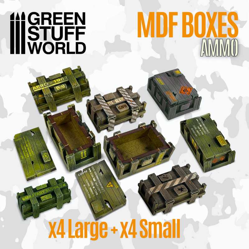 GSW MDF Diorama kit - Wooden Ammo Boxes x8