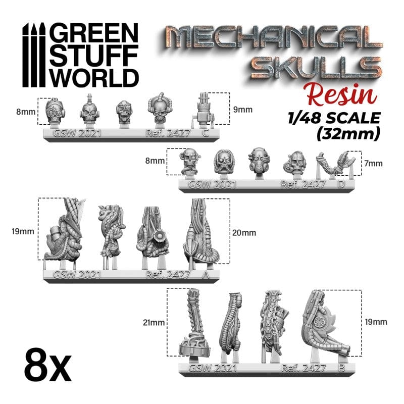 GSW Resin Skulls - Mechanical Servo-Skulls x8