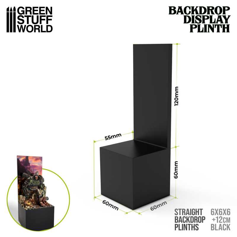Display Plinths - Straight Backdrop - Black - 6x6x6cm DISCOUNTED