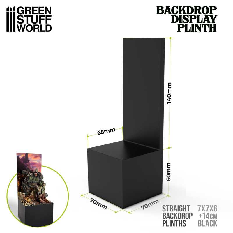 Display Plinths - Straight Backdrop - Black - 7x7x7cm DISCOUNTED