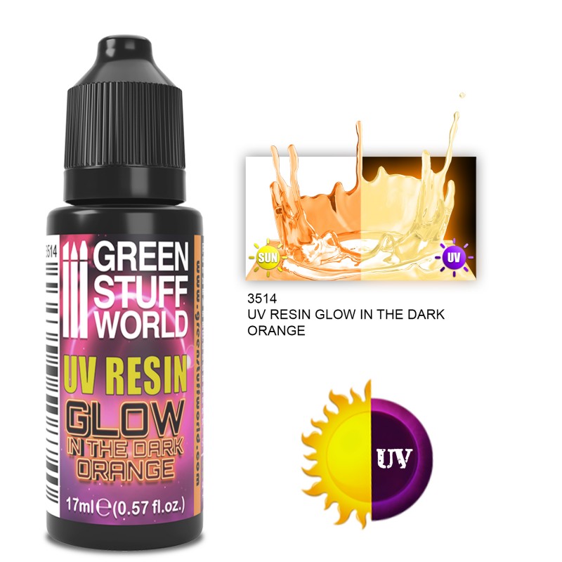 GSW Ultraviolet UV Resin - Glow in the Dark - ORANGE - 17ml